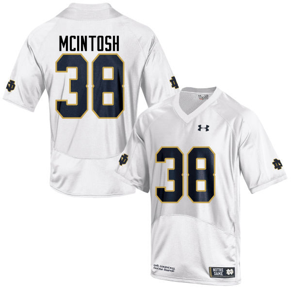 Men's NCAA Notre Dame Fighting Irish #38 Deon McIntosh Stitched College Under Armour Authentic White Football Jersey IM10U53FS